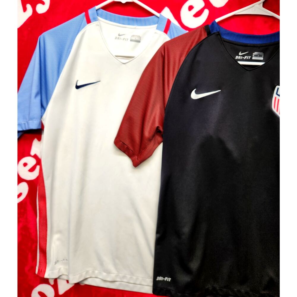 2 Nike USA Soccer Jerseys Mens Medium Dri-FIT Black White USMNT Training Shirts